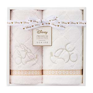 Pure White&Pink Disney Towel (Face×1,Guest×1）